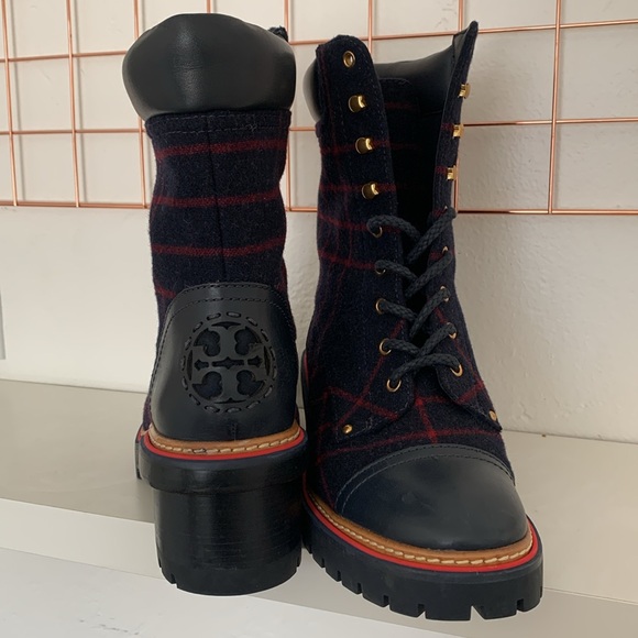 Tory Burch Plaid Lug Sole Boots size 9M - Picture 4 of 7